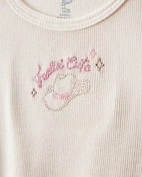 Toddler Girl Cowgirl Hat Cotton Short-Sleeve Top - Ivory