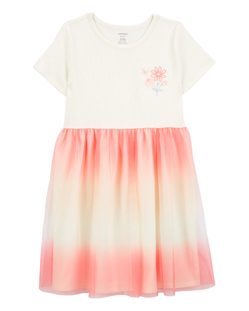 Kid Ombre Short-Sleeve Tutu Dress - Pink