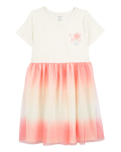 Kid Ombre Short-Sleeve Tutu Dress - Pink