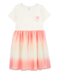 Kid Ombre Short-Sleeve Tutu Dress - Pink