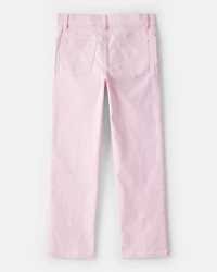 Girls Button-Front Straight Leg Pants - Pink