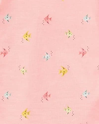 Toddler 4-Piece Pineapple & Fish Print 100% Snug Fit Cotton Pajamas - Pink/Yellow