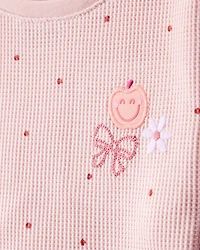 Baby Girl Polka Dot Short-Sleeve Top - Pink