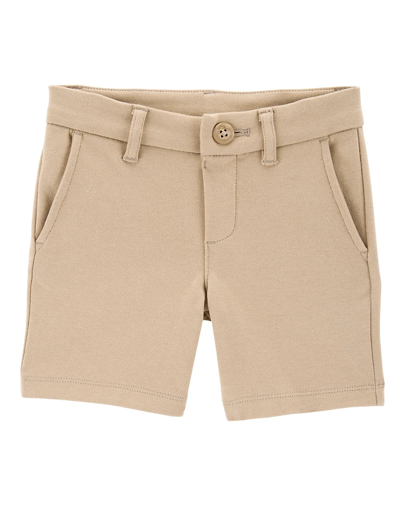 Toddler Girl Ponte Knit Uniform Shorts - Khaki