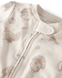 Baby Organic Cotton Sleep & Play Pajamas in Turkey Trot