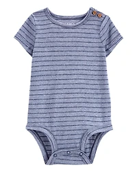 Baby Striped Short-Sleeve Bodysuit - Navy