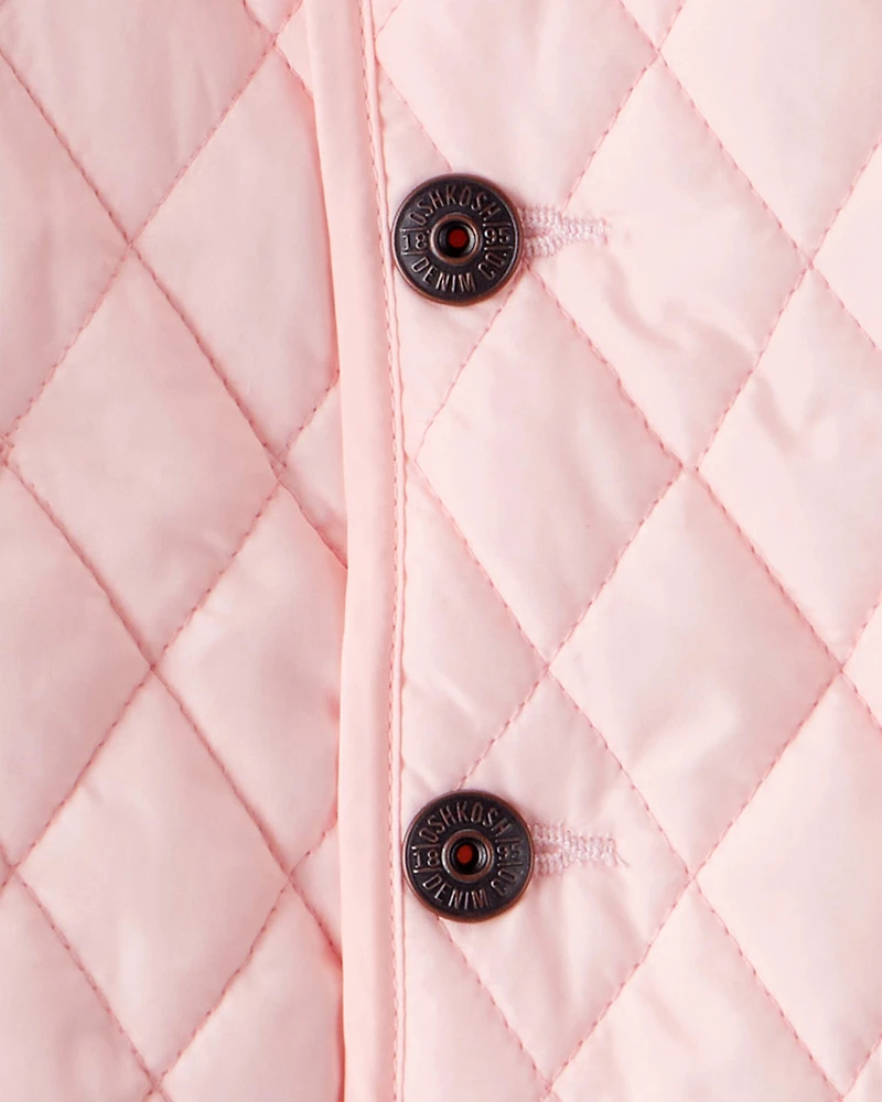 Toddler Girl Quilted Long-Sleeve Fashion Jacket - Pink