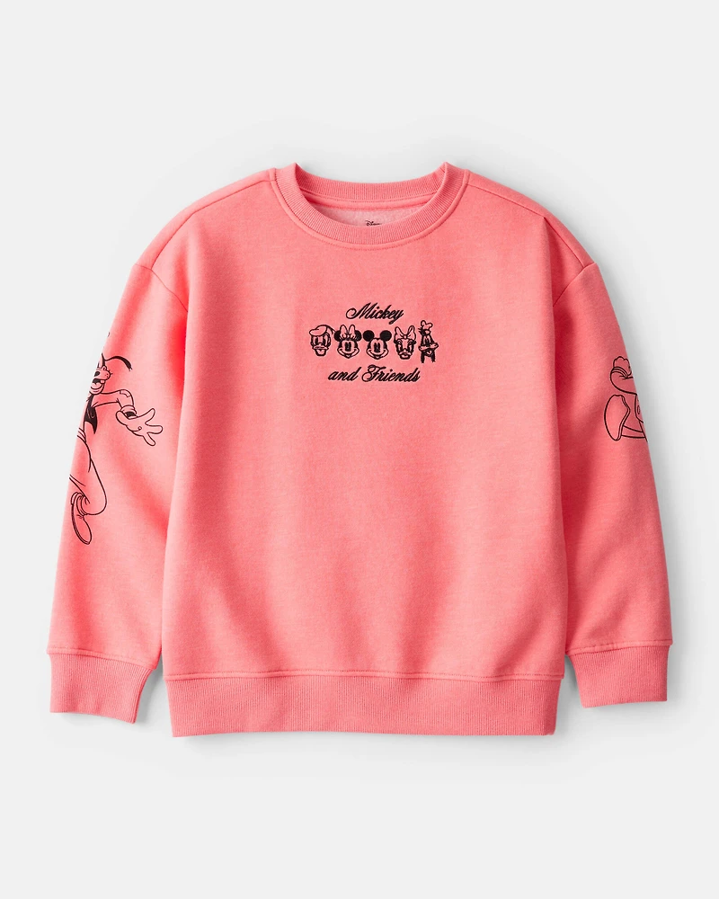 Girls Disney© Mickey Mouse Long-Sleeve Pullover Sweatshirt - Pink