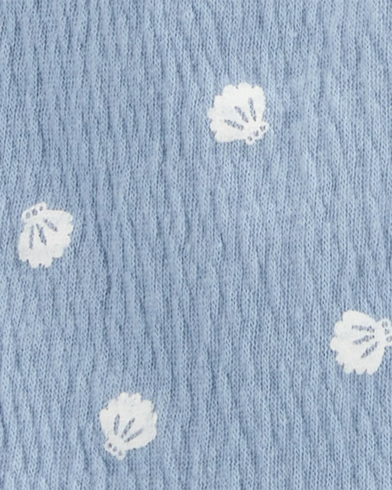 Baby Girl 3-Piece Shell Print Outfit Set - Blue/White
