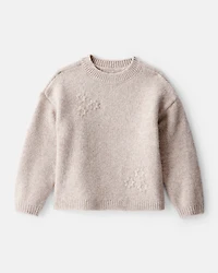 Toddler Girl Floral Long-Sleeve Sweater - Cream