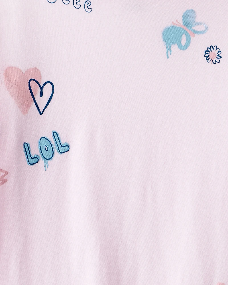 Girls Stars Long-Sleeve Graphic Tee - Pink