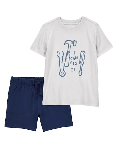 Toddler 2-Piece "I Can Fix It" Tee & Fench Terry Shorts Set