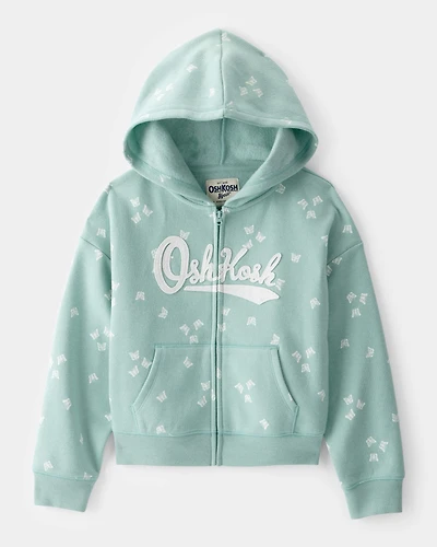 Girls Butterfly Print DayDream Fleece Jacket - Green