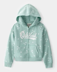 Girls Butterfly Print DayDream Fleece Jacket - Green