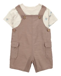 Baby Boy 2-Piece Sunset Tee & Shortall Set - Brown