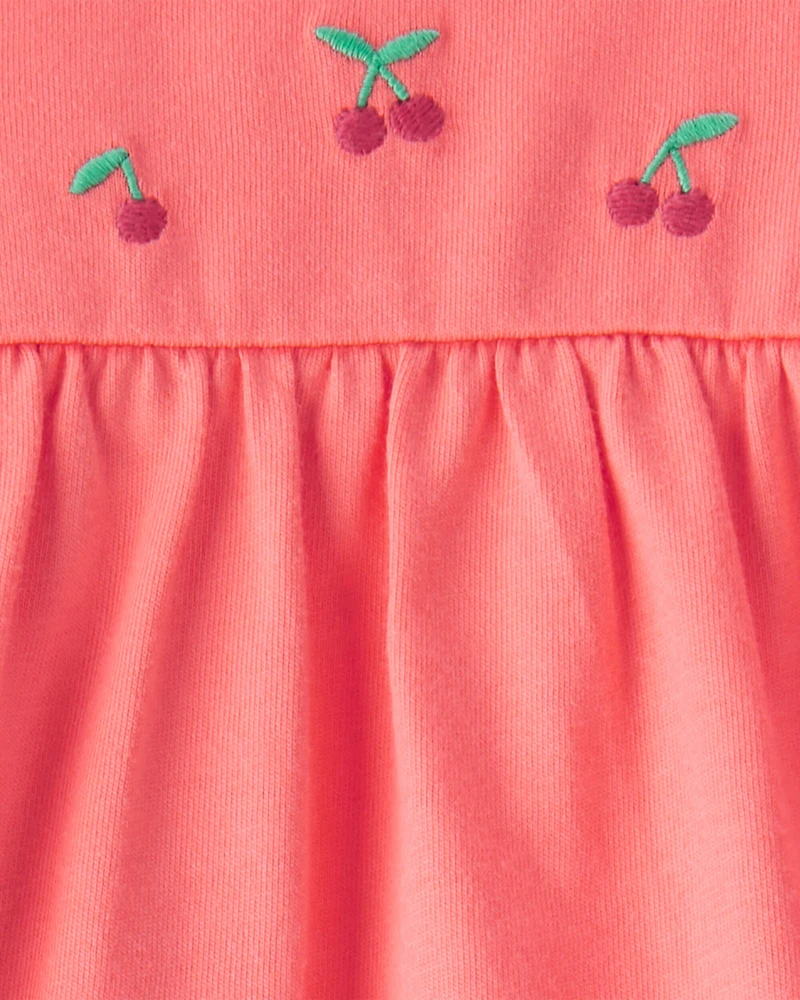 Baby Girl 2-Piece Cherry Bodysuit & Pant Set - Coral