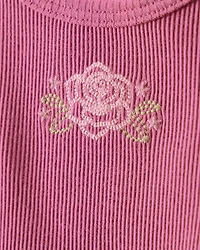 Baby Girl Flower Cotton Short-Sleeve Top - Pink
