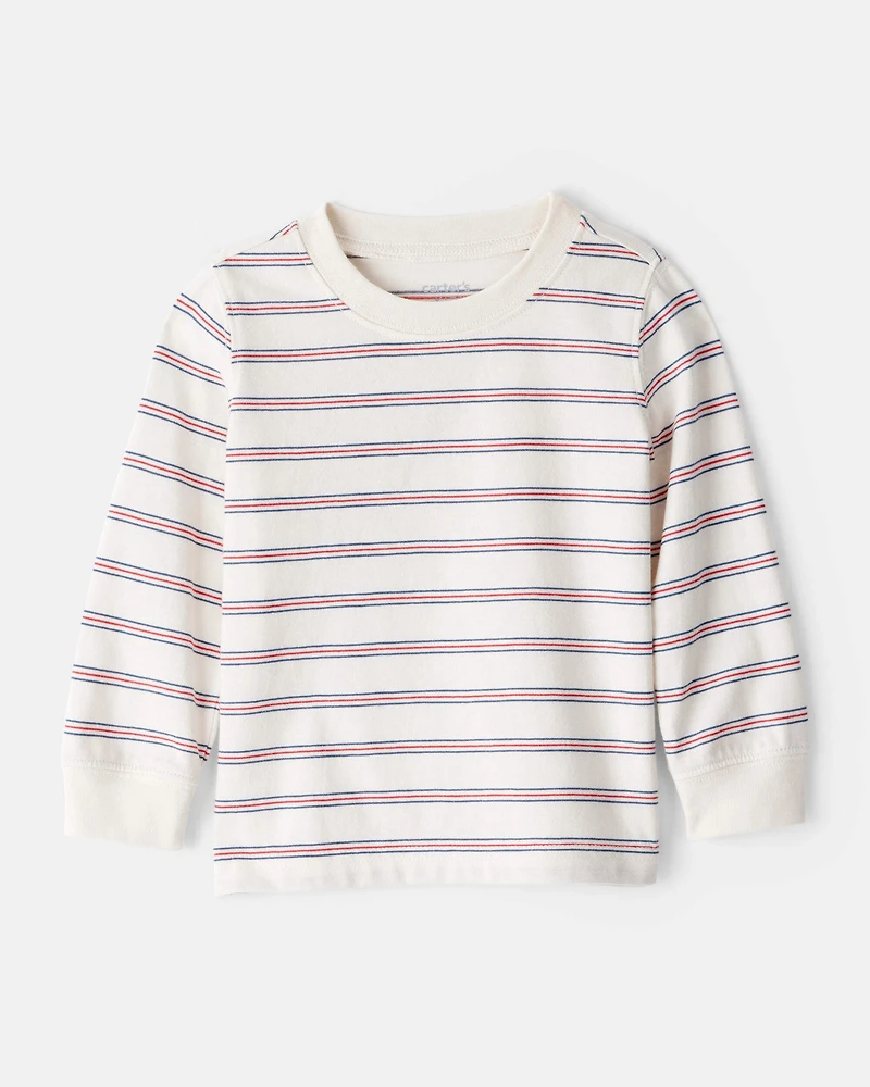 Baby Boy Striped Long-Sleeve Tee - Ivory