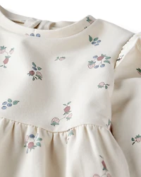Kid Organic Cotton French Terry Dress in Berry Blossom Print