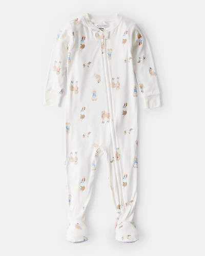 Baby Dog Print 2-Way Zip PurelySoft Sleep & Play Pajamas Pajamas - White