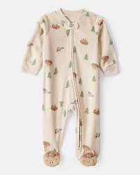 Baby Boy Buffalo Print Loose Fit Long-Sleeve Sleep & Play Pajamas - Brown