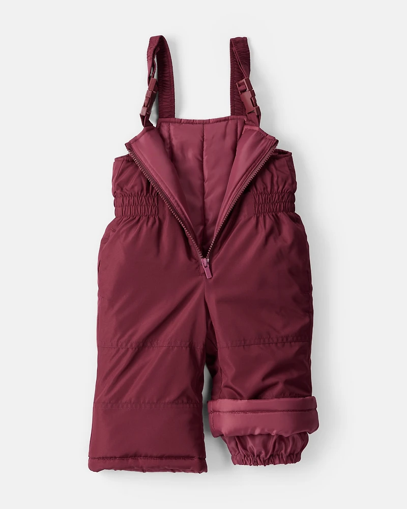 Baby Girl 2-Piece Color Block Hooded Snowsuit Jacket & Bib Set - Pink/Red