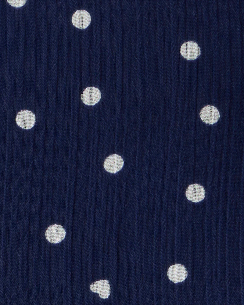 Baby Polka Dot Chiffon Crinkle Short-Sleeve Dress - Navy