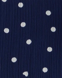 Baby Polka Dot Chiffon Crinkle Short-Sleeve Dress - Navy