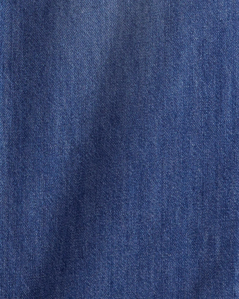 Kid  High Rise Cargo Denim Jeans - Blue Wash