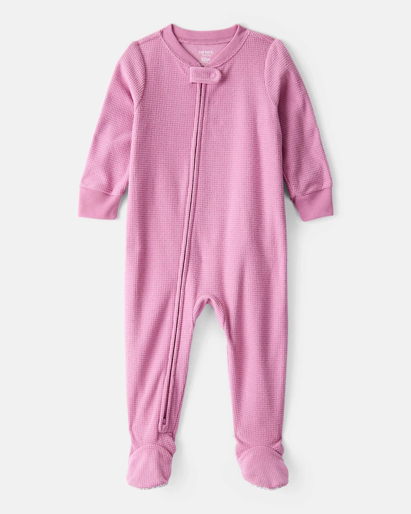 Baby Girl Fleece Loose Fit 1-Piece Pajamas-Pink