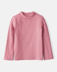 Toddler Girl Shimmer Rib Mock Neck Top - Pink