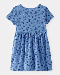 Toddler Girl Flower Power Short-Sleeve Knit Dress - Blue