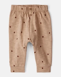 Baby 2-Piece Acorn Thanksgiving Print Cotton Long-Sleeve Tee & Pant Set - White