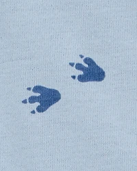 Baby Boy 2-Piece Dinosaur Footprint Bodysuit & Short Set - Blue/Brown