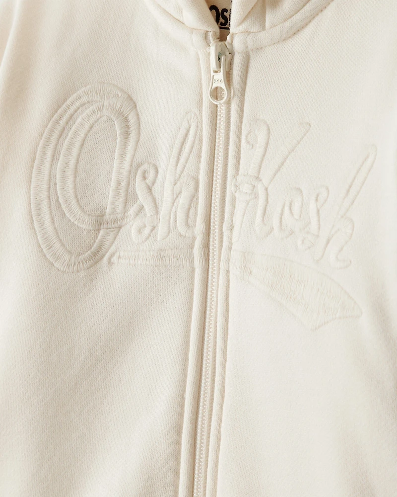 Toddler Girl Hooded Zip-Up Jacket - Cream