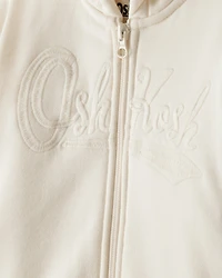Toddler Girl Hooded Zip-Up Jacket - Cream