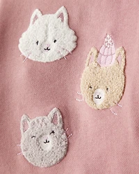 Baby Girl 2-Piece Fleece Cat Pullover & Pant Set - Pink