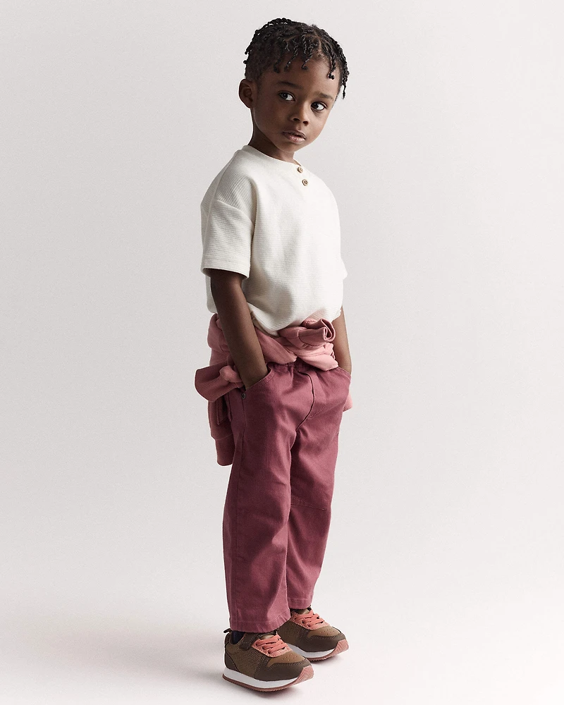 Toddler Boy Short-Sleeve Pocket Henley Tee - Cream