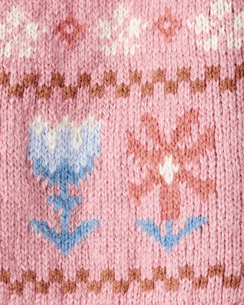 Baby Girl Fair Isle Long-Sleeve Sweater - Pink