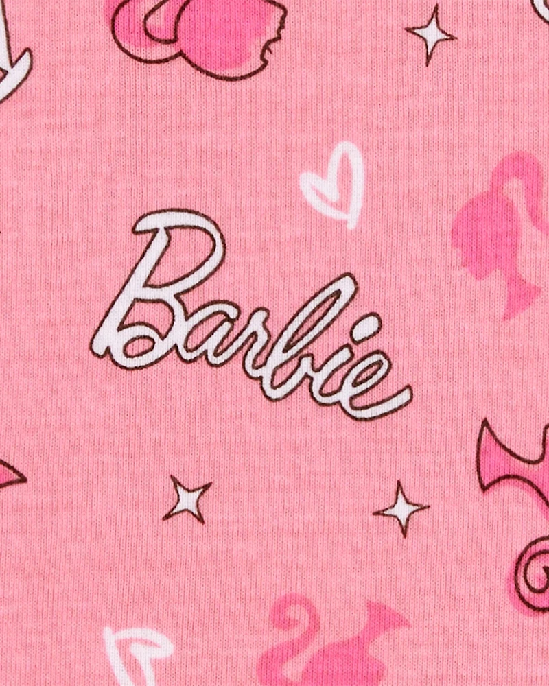 Kid Barbie Snug Fit Cotton 2-Piece Pajamas - Pink