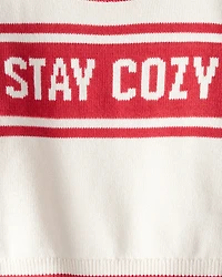 Toddler Girl Stay Cozy Sweater - Red/Cream
