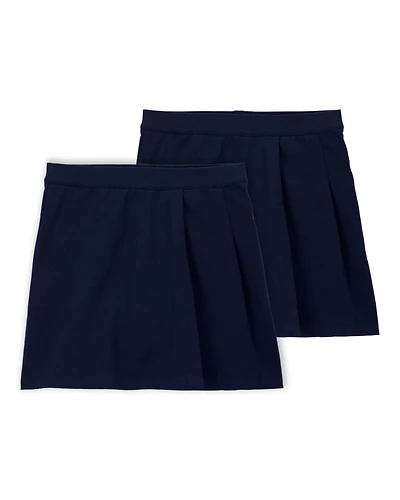 Kid 2-Pack Ponte Knit Uniform Skirts - Navy