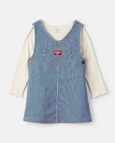 Toddler Girl Striped Denim Long-Sleeve Dress - White/Blue