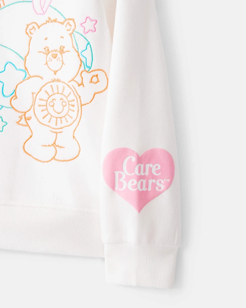 Girls Care Bears Long-Sleeve Pullover Hoodie - White