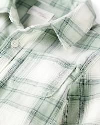 Toddler Organic Cotton Herringbone Button-Front Shirt in Plaid