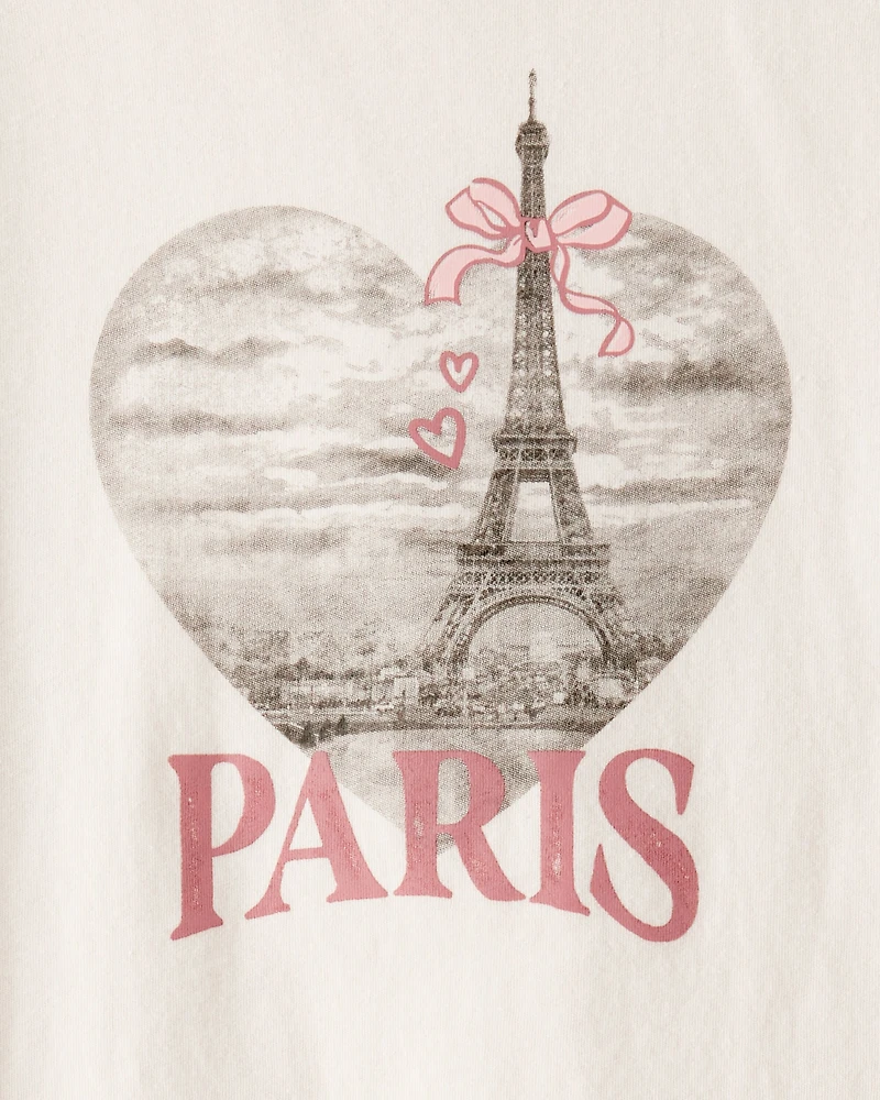 Girls Paris Long-Sleeve Graphic Tee - Ivory