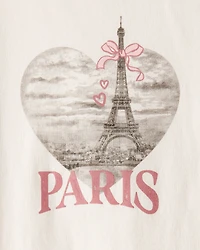 Girls Paris Long-Sleeve Graphic Tee - Ivory