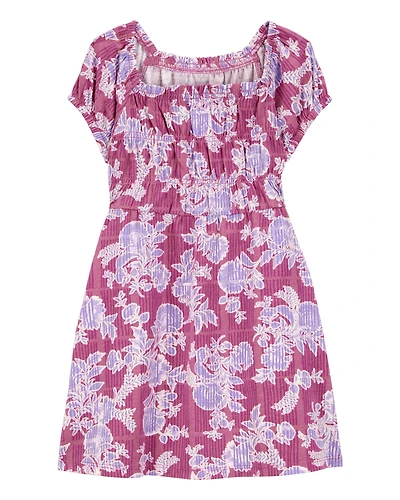 Toddler Smocked Floral Print Dress - Pink
