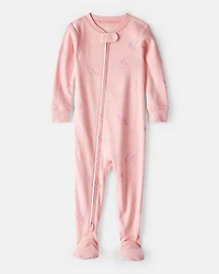Baby Girl Fairy Star Print 100% Cotton Long-Sleeve Snug Fit 1-Piece Pajamas - Pink