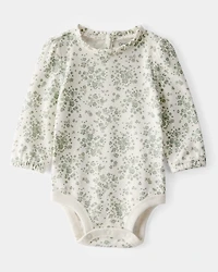 Baby Ribbed Floral Print Long-Sleeve Bodysuit